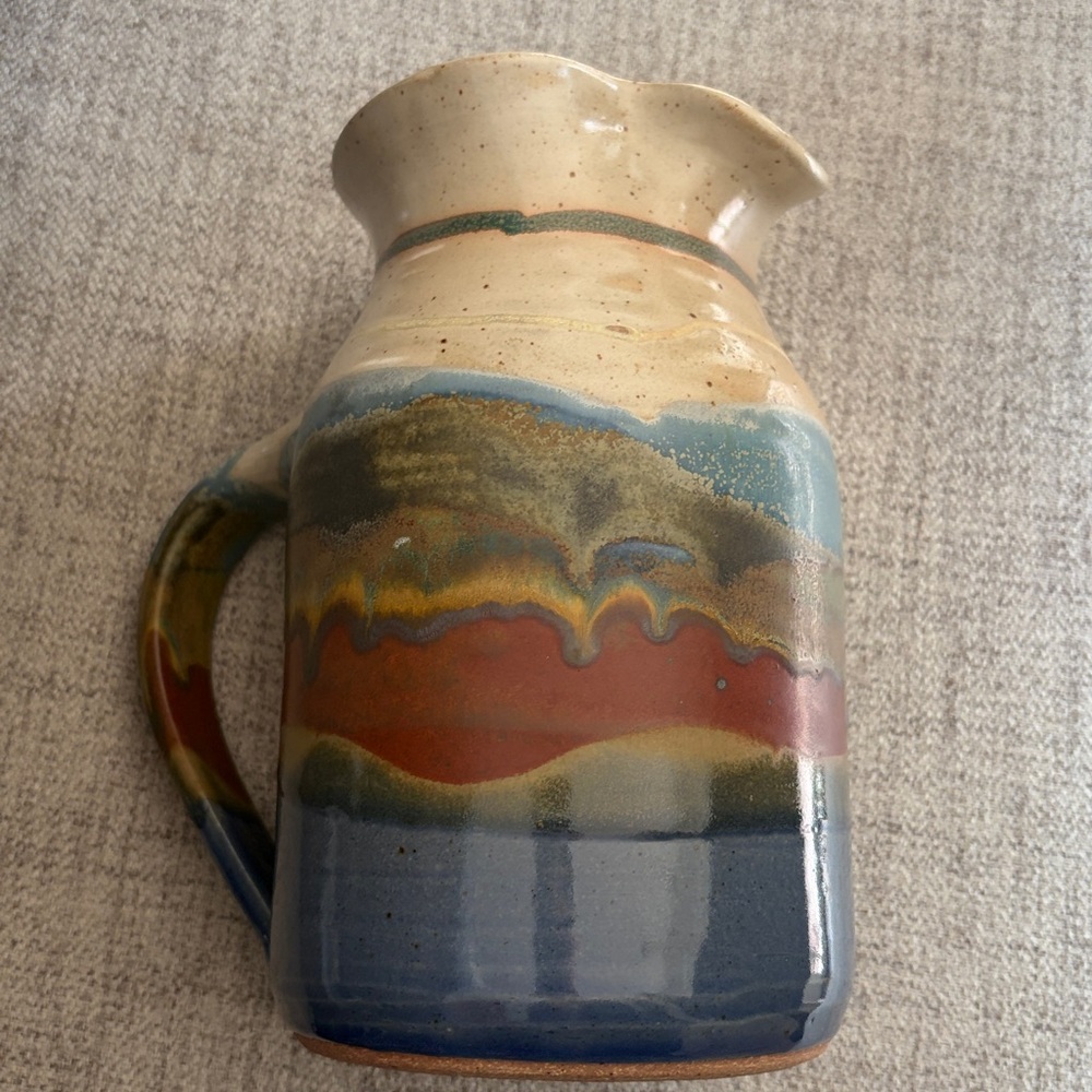 Handcrafted Multicolor Ceramic Pitcher - Picture 4 of 4